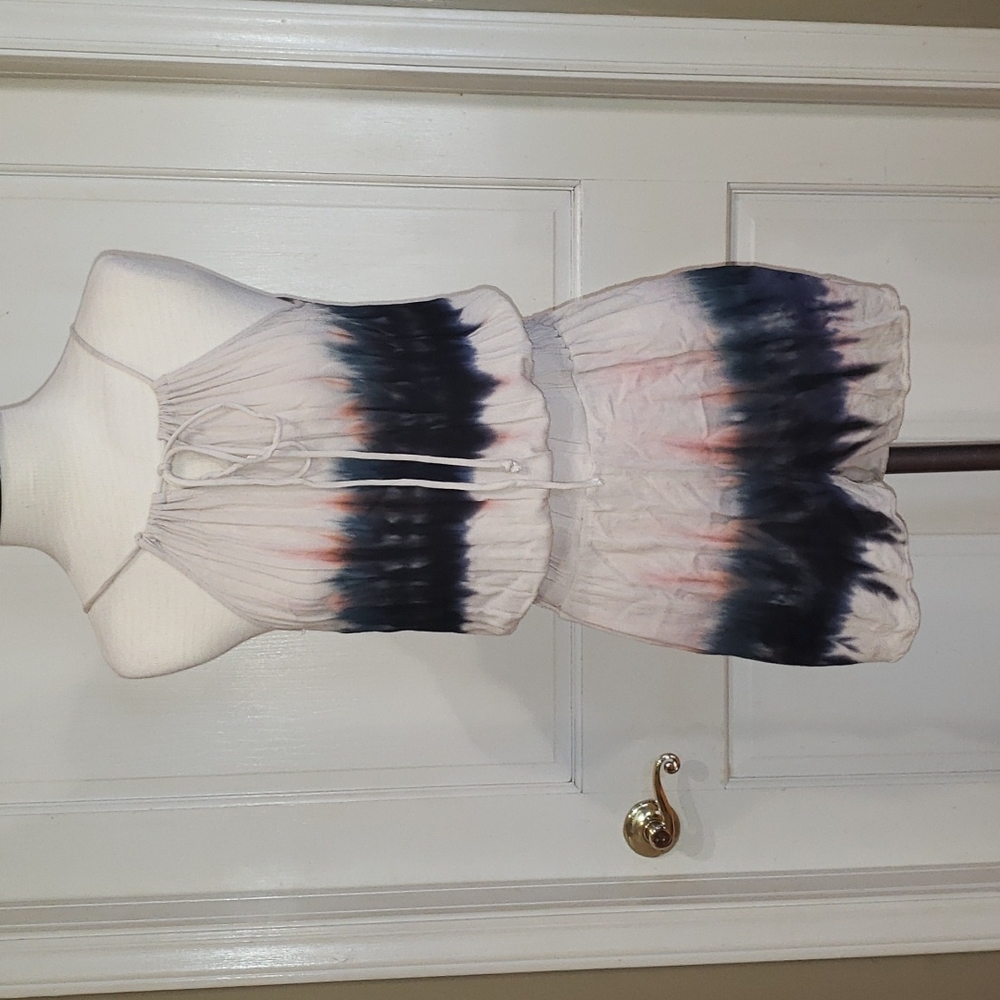 Anthropologie Staring At Stars Boho Beige Tie Dye Romper, Size Small